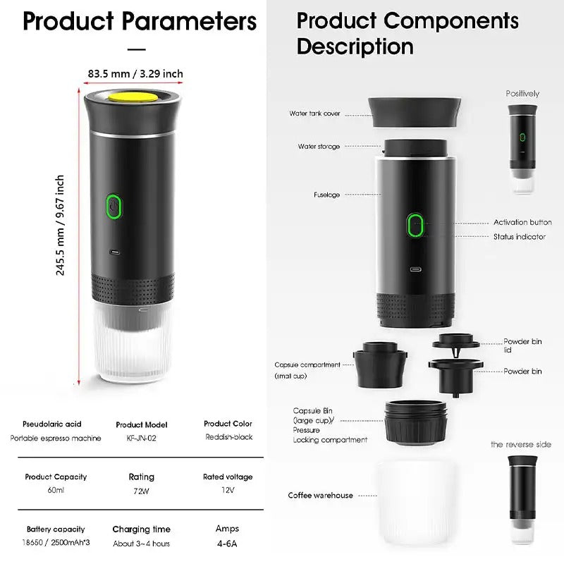 PORTABLE COFFEE MAKER 3 IN 1 FOR TRAVELLER'S