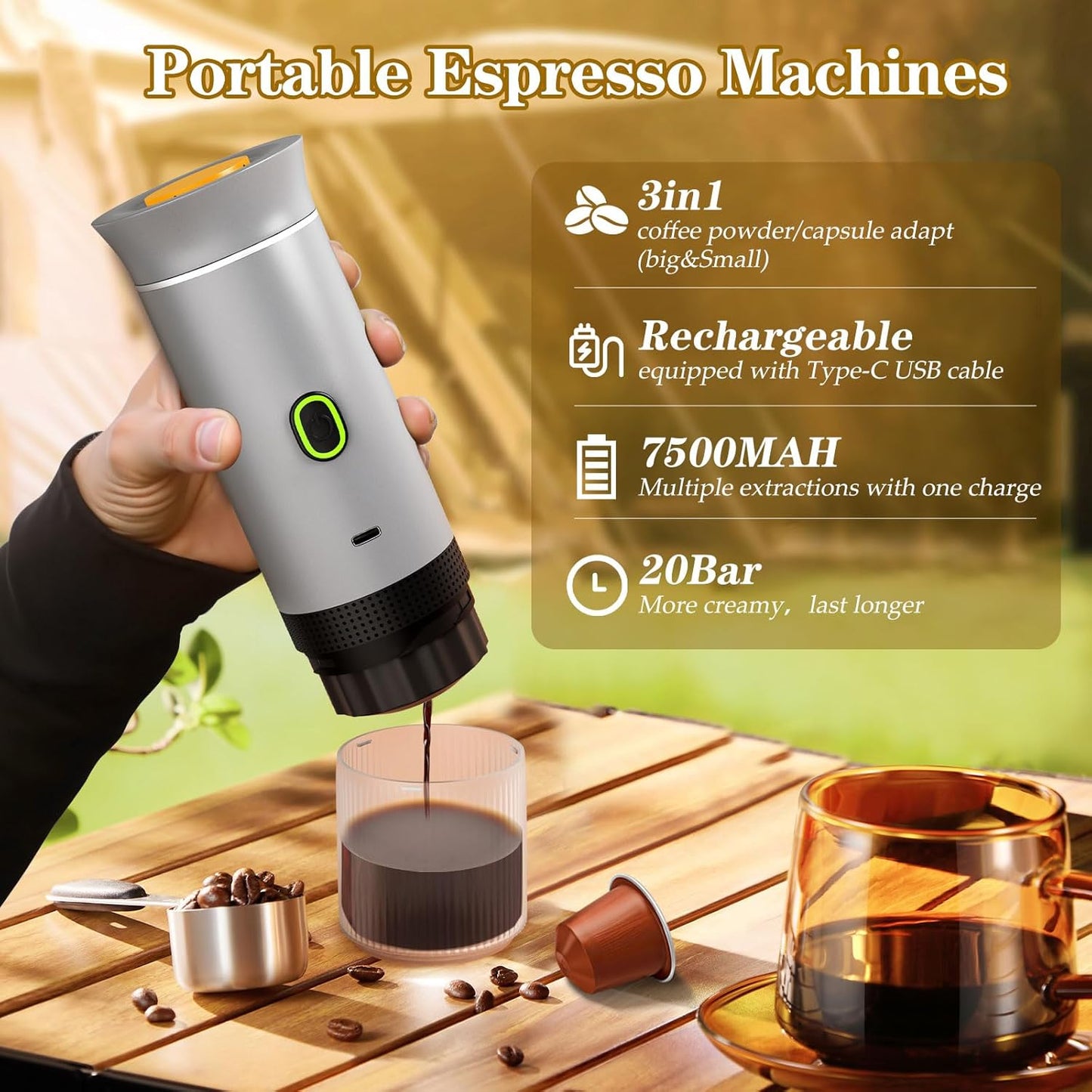 PORTABLE COFFEE MAKER 3 IN 1 FOR TRAVELLER'S