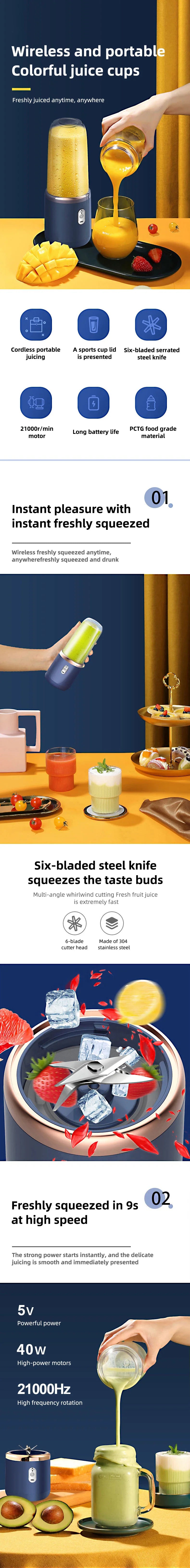 PORTABLE BLENDER WITH MULTIFUNCTIONAL 6 BLADES