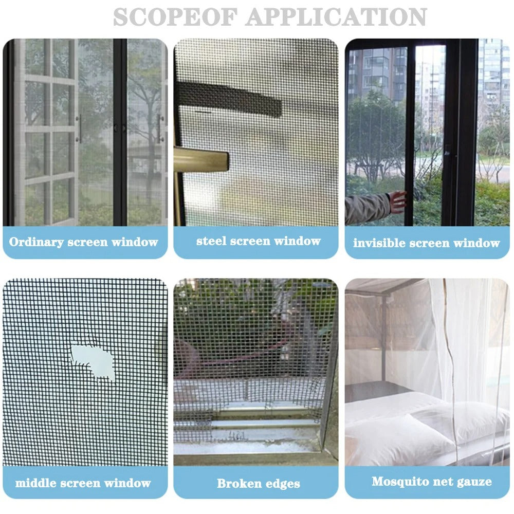 SELF ADHESIVE MESH TAPE FOR WINDOW REPAIR 10M X 10CM